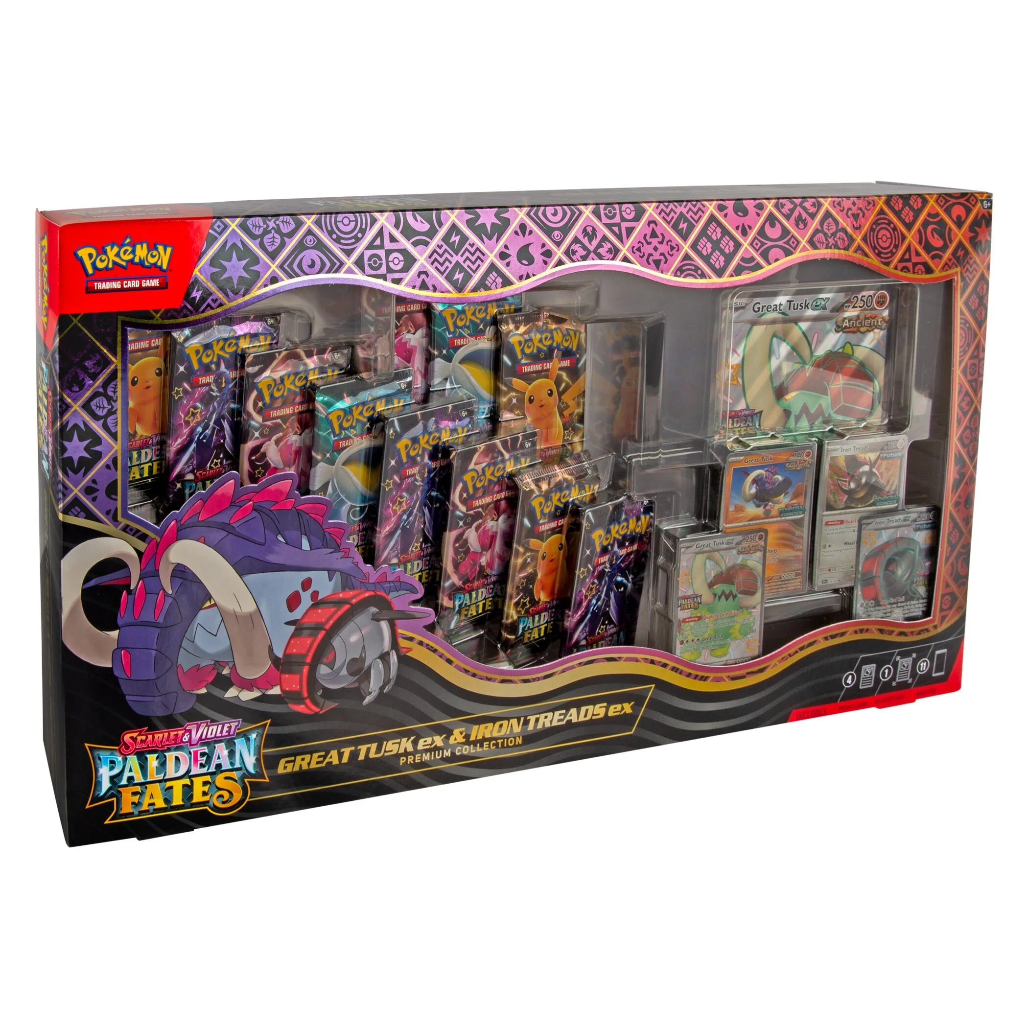Paldean Fates Great Tusk ex & Iron Threads ex Premium Collection — ouvert en direct